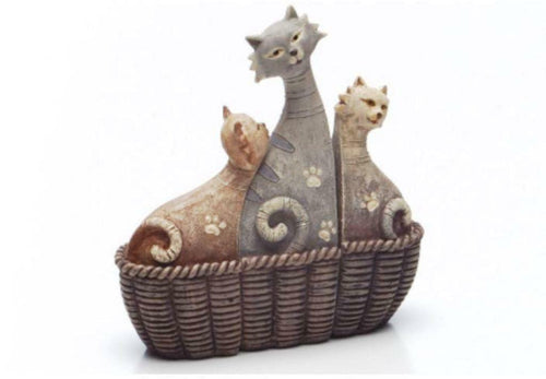 Comical Family of Cats Ornament Figurine Statue Cat Lover Gift Resin Sculpture-OsirisTradingUK