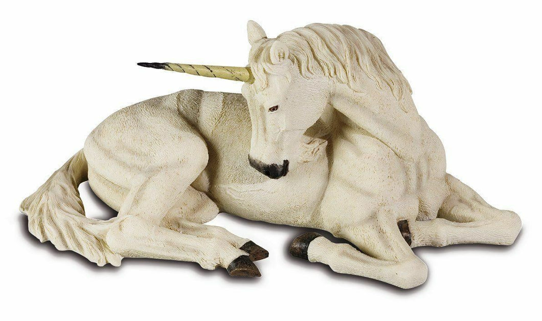 White Unicorn Resting Fantasy Art Figurine