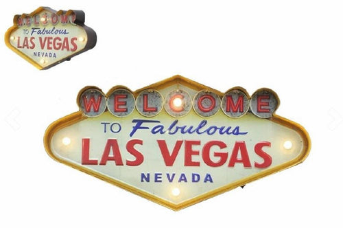 Vintage Metal 3D LED Logo Sign Las Vegas America USA Man Cave Wall Plaque-OsirisTradingUK