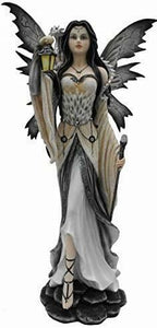 Fairy Midnight Messenger with Dragon Companion and Lantern Figurine Statue