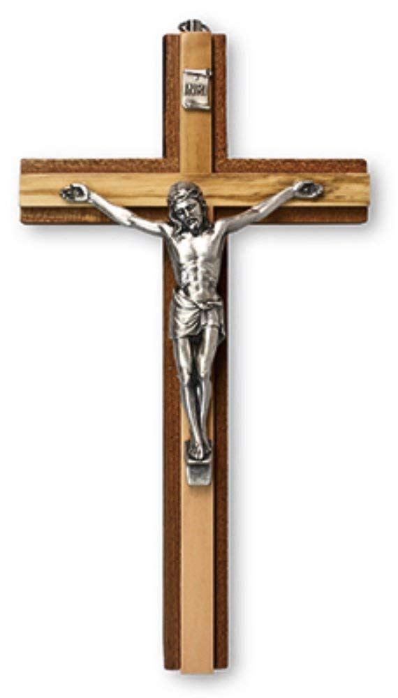 Crucifix Jesus on Wooden Cross Religious Christian Symbol Mahogany Olive Wood-OsirisTradingUK