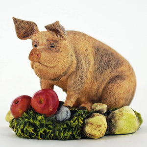 Pig Sitting Collectable Figurine Farm Yard Collection Small Resin Sculpture-OsirisTradingUK