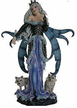 Purple Winter Fairy with Foxes Display Figurine Statue Ornament-OsirisTradingUK