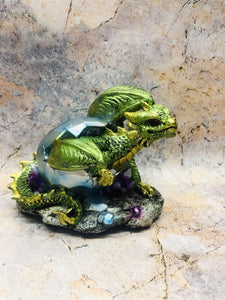 Green Dragon Hatchling Figurine Fantasy Art Collection Mythical Sculpture-OsirisTradingUK