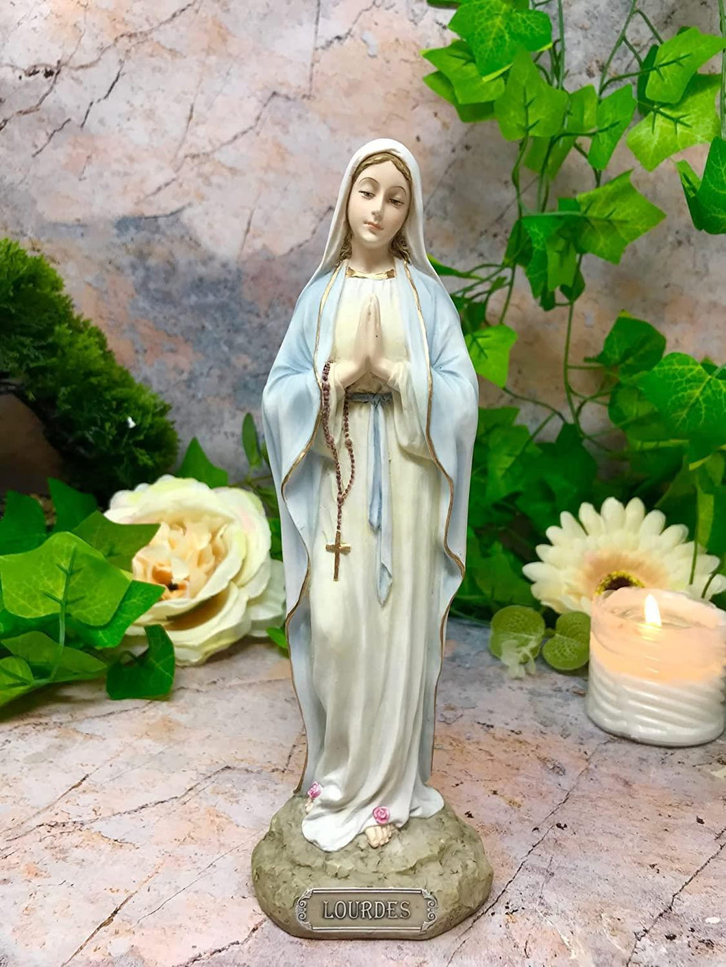 Our Lady of Lourdes Statue Sculpture Religious Virgin Mary for Home or Chapel