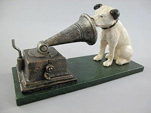 Solid Metal Dog with Gramophone Sculpture Dog with Gramophone Statue Great Do...