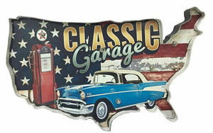Vintage Metal 3D LED Logo Sign Garage Car Man Cave Wall Plaque Decoration Gift