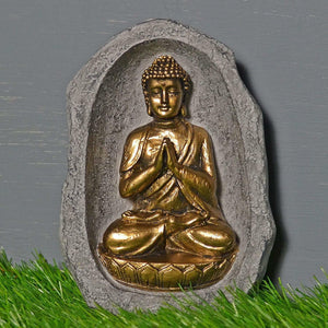 Petit Bouddha en pierre Sculpture spirituelle Méditation Décoration d'intérieur Ornement 13 cm