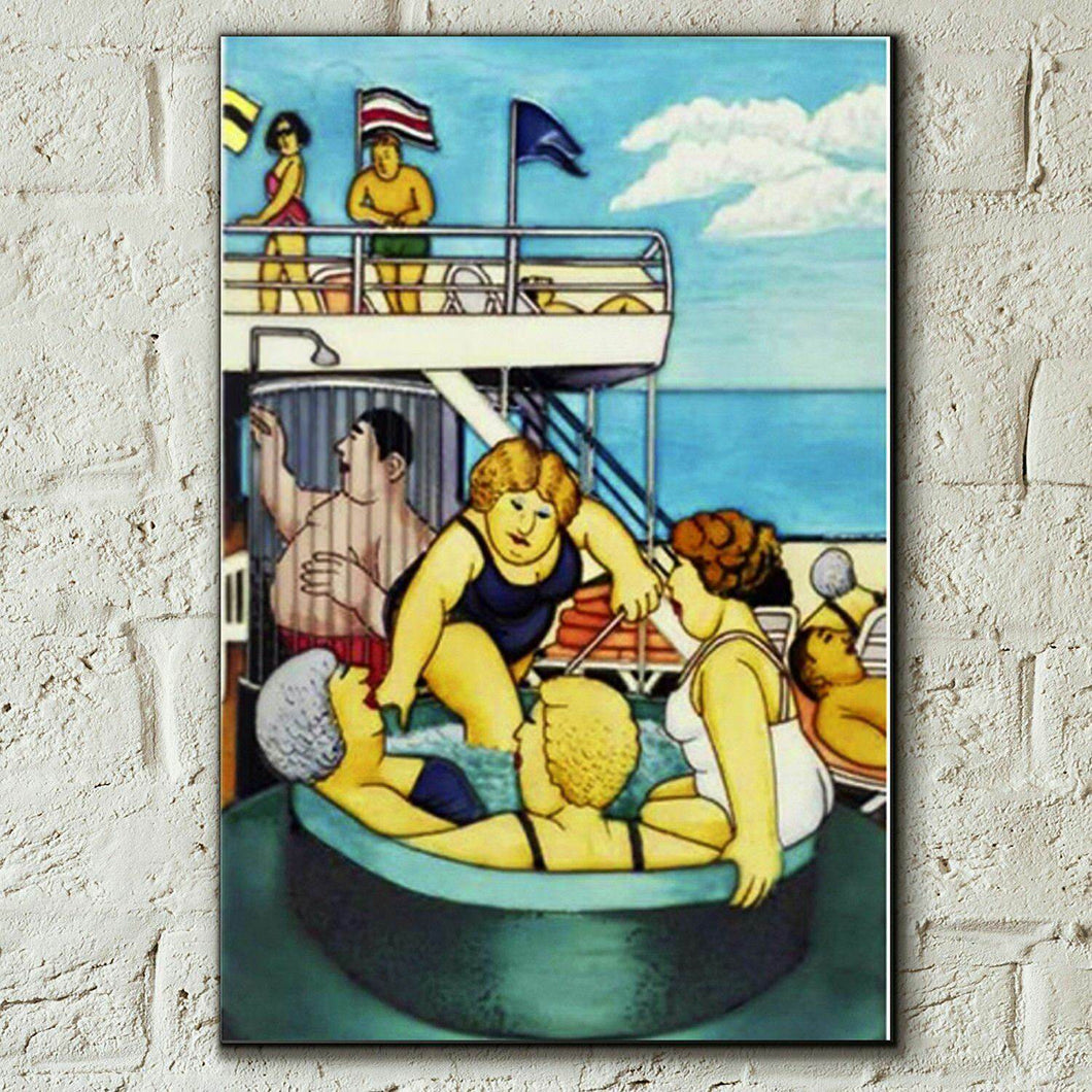 Cruising Beryl Cook 8x12 Decorative Ceramic Tile Wall Art Plaque Cruise Ship