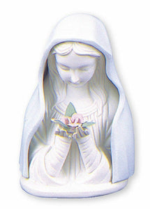 Statue de la Vierge Marie illuminée Statue de buste de Madonna en porcelaine avec ornement lumineux