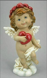Guardian Angel Figurine Cherub Holding Heart  Statue Ornament Sculpture