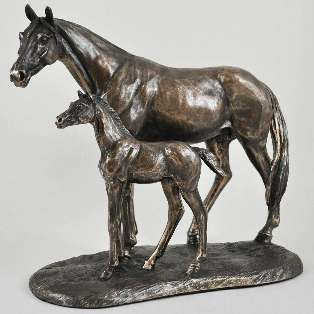 Harriet Glen Bronze Effect Mare Foal Horse Sculpture Statue