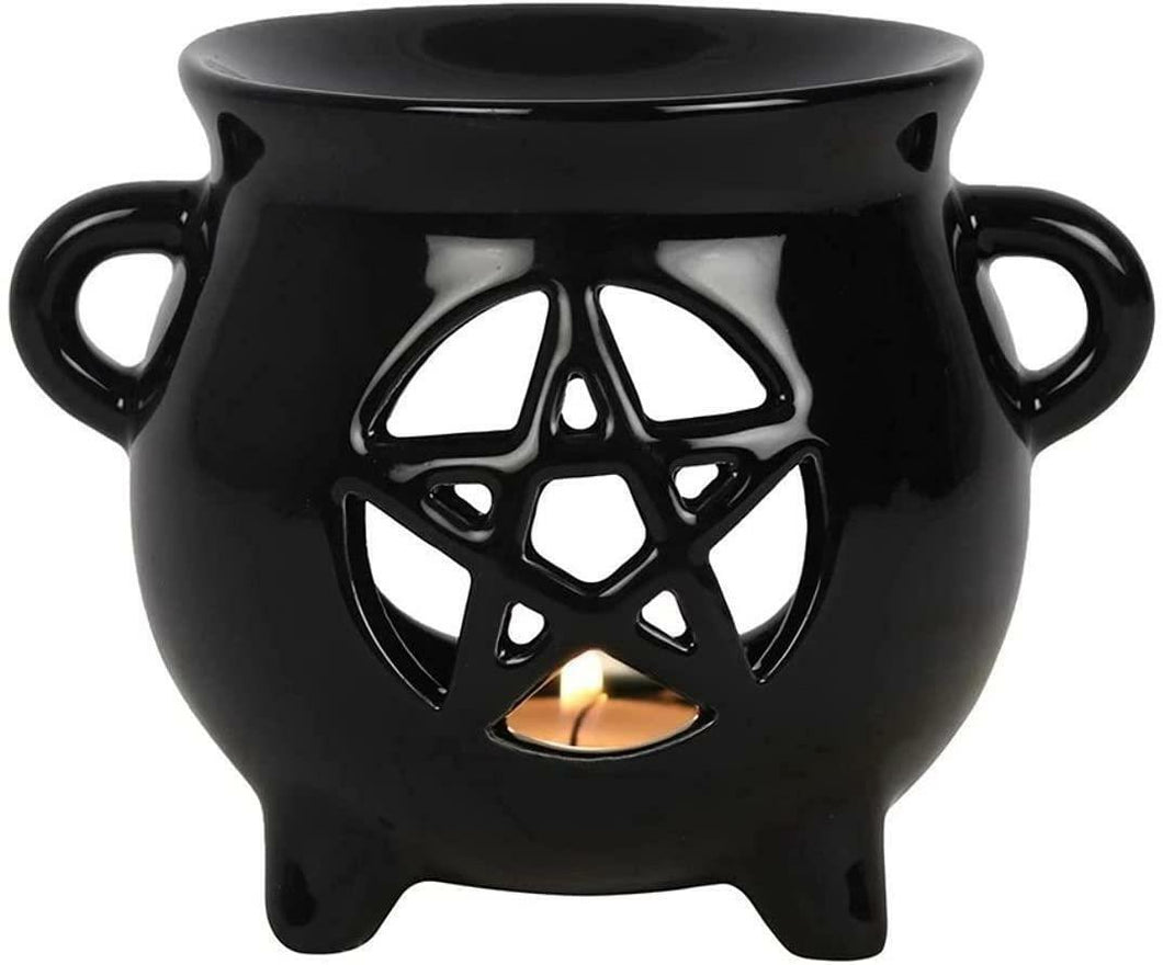 Oil Burner Pentagram Black Warmer Reiki Healing Space Clearing Feng Shui-OsirisTradingUK