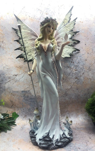 Large Fairy and Dove Companion Sculpture Statue Mythical Creatures Figure Gift-OsirisTradingUK