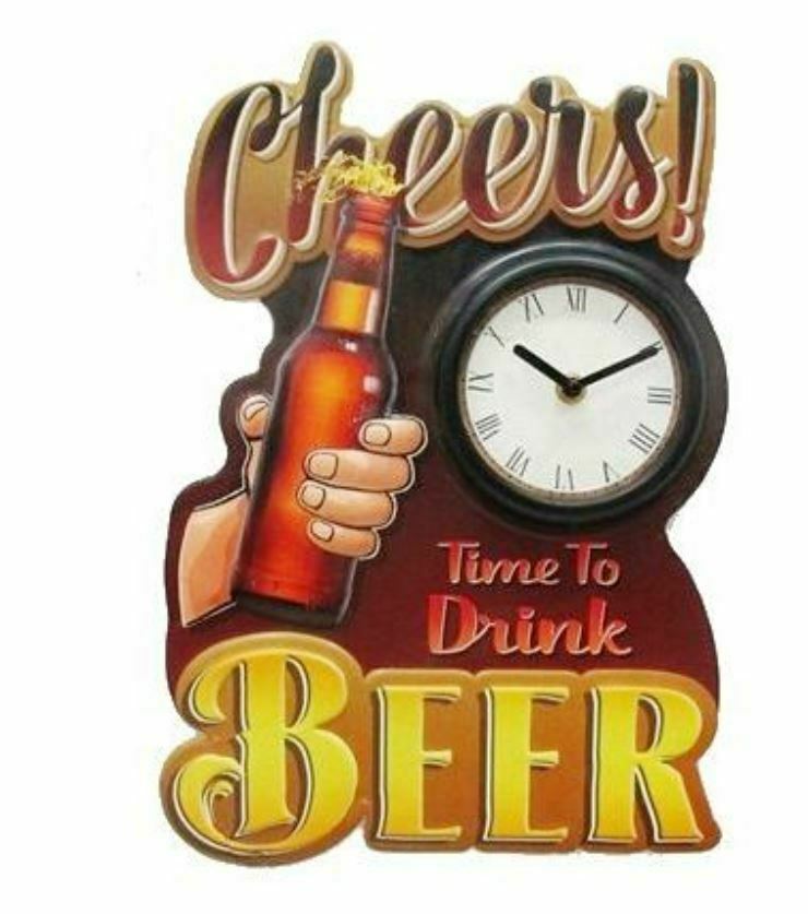 Vintage Metal 3D  Logo Sign Pub Man Cave Wall Beer Lager Clock Plaque