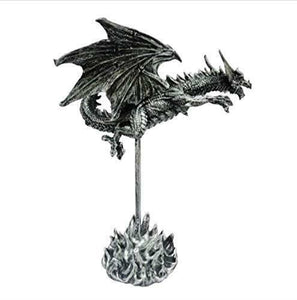 Silver Dragon in Flight Sculpture Statue Dragons Collection Figurine Ornament-OsirisTradingUK