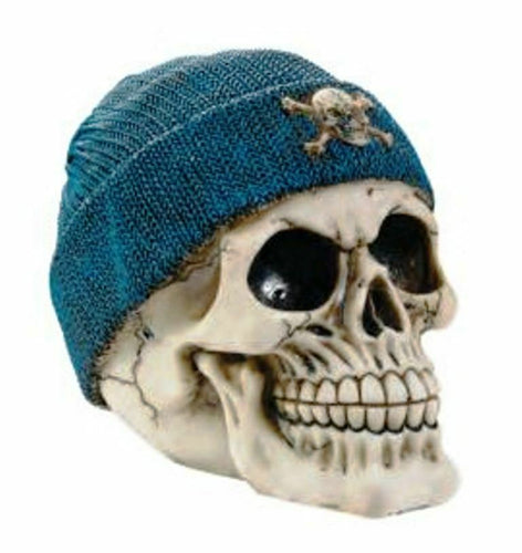 Black Beanie Skull Sculpture Figurine Gothic Horror Ornament Decoration Gift-OsirisTradingUK