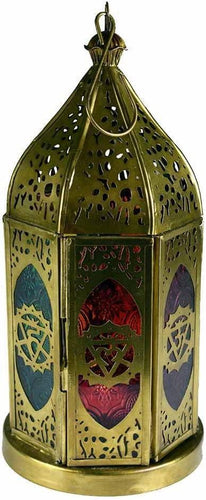 Moroccan Chakra Zinc Lantern Candle Tealight Holder Lighting Ornament 22 cm-OsirisTradingUK