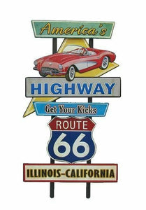 Vintage Metal 3D Logo Sign Route 66 Garage Car Man Cave Wall Plaque Gift