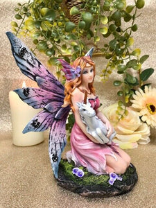 Fairy Resting with Unicorn Figurine Fantasy Fairies Figure Mythical Sculpture-OsirisTradingUK