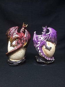 Pair of Dragons Guarding Egg LED Light Sculpture Statue Dragon Figurine-OsirisTradingUK