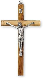 Wall Hanging Crucifix Cross with Silver Metal Corpus Religious Ornament-OsirisTradingUK