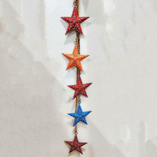 String With 5 Stars Home Decor Garden Windchime Wall Hanging 87cm-OsirisTradingUK