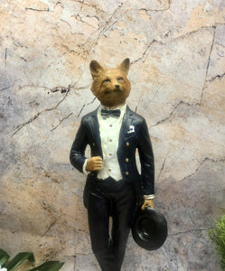 Gentleman Fox Statue Vintage Clothing Style Fantasy Dapper Animals 27.5 cm