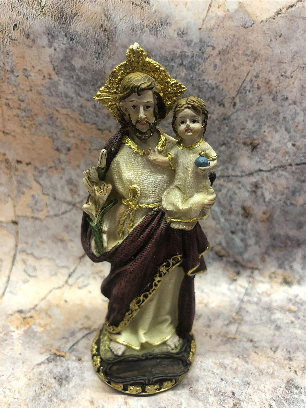 Saint Joseph Baby Jesus Statue Religious Ornament Sculpture Catholic Figurine-OsirisTradingUK