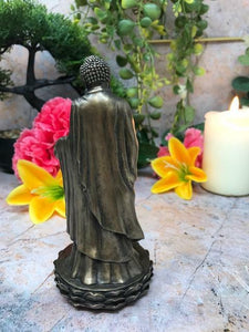 Bronze Effect Buddha Holding Lotus Flower Figurine Statue Ornament Veronese-OsirisTradingUK