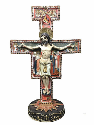 Freestanding St Francis Crucifix Jesus Christ Cross San Damiano Religious Art-OsirisTradingUK