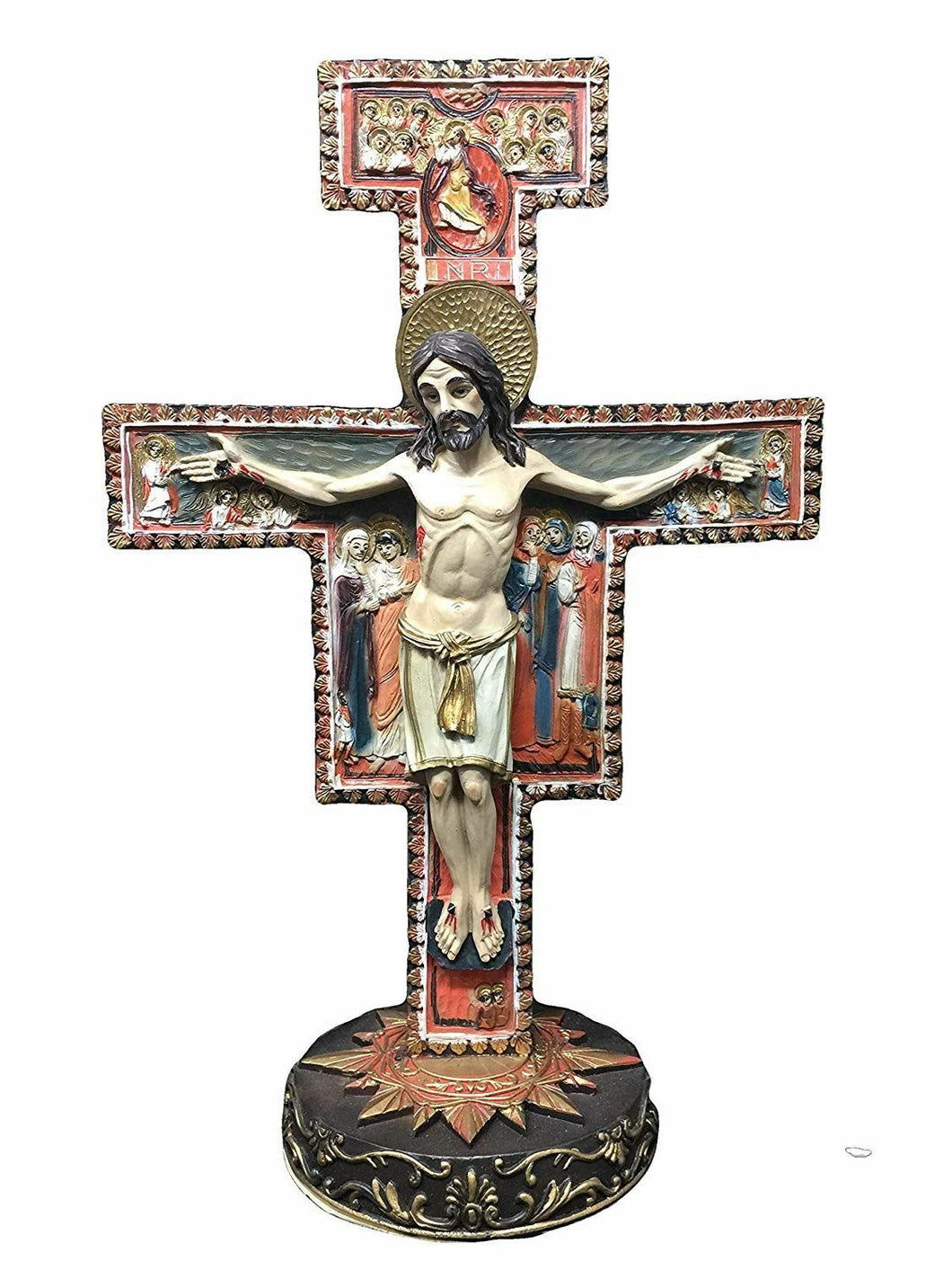 Freestanding St Francis Crucifix Jesus Christ Cross San Damiano Religious Art-OsirisTradingUK