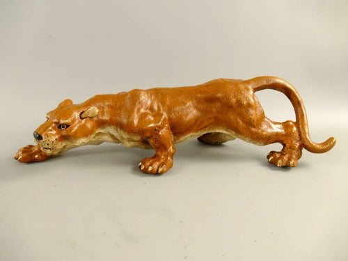 Cast Iron Panther Sculpture Figurine Statue Wild Animal Rustic Effect-OsirisTradingUK