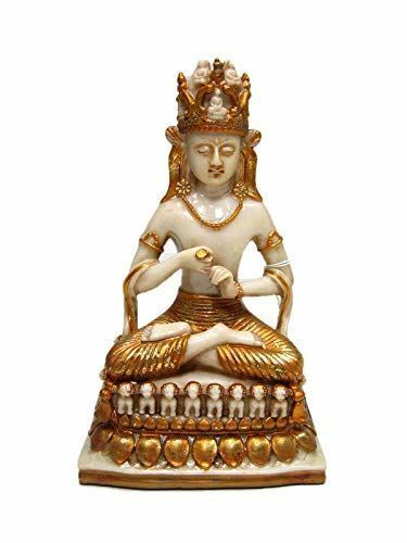 Golden Meditating Buddha Ornament Feng Shui Antique Effect Lotus Statue Figurine