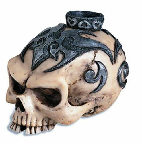 Large Tribal Skull Candle Holder Figurine Ornament Gothic Horror-OsirisTradingUK