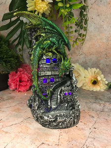 Green Dragon Guarding Castle Changing LED Light Cone Burner Lamp Fantasy Gift