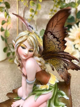 Load image into Gallery viewer, Green Flower Fairy Resting on Leaf Figurine Statue Ornament
