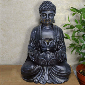 Tranquility Buddha Water Fountain With Light Indoor Water Feature Ornament