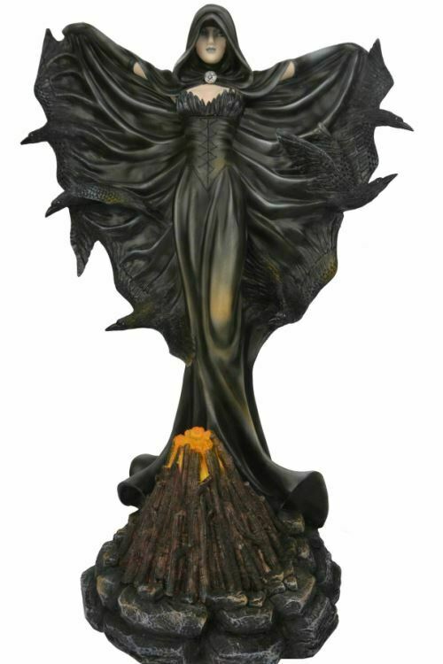 Large Angel Of Death and Raven Companions Sculpture Statue Mythical Creatures