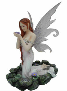 Figurine de fée des fleurs au repos Figurine de fées fantastiques Sculpture mythique