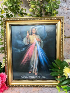 Laminated Framed Picture Divine Mercy Jesus Christianity Religious Decoration-OsirisTradingUK