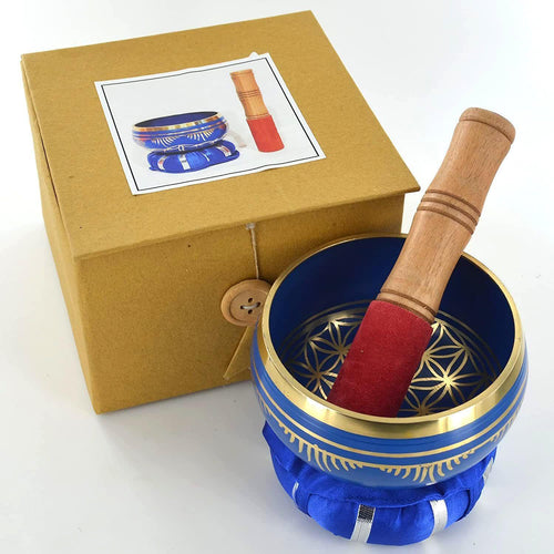 Flower of Life Tibetan Singing Handcrafted Bowl Meditation Healing Mindfulness-OsirisTradingUK