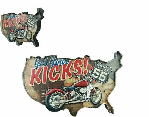 Vintage Metal 3D LED Logo Sign Route 66 Garage Motorcycle Man Cave Wall Plaque-OsirisTradingUK