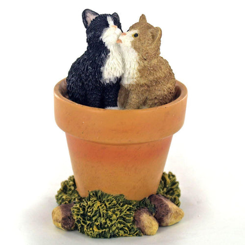Two Kittens in Plant Pot Small Collectable Sculpture Farm Yard Figurine-OsirisTradingUK