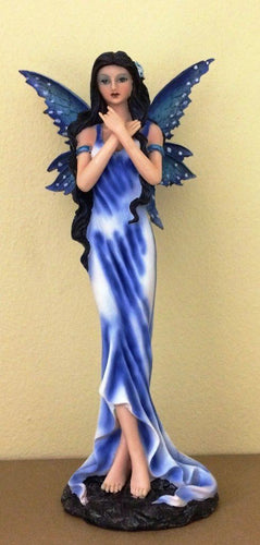 Blue Flower Fairy Standing Display Figurine Statue Ornament Fantasy Gift-OsirisTradingUK
