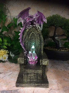 Dragon Guarding Crystal Cavern LED Light Up Cone Burner Geode Fantasy Gift-OsirisTradingUK