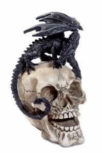 Dragon Familiar Skull Figurine Ornament Gothic Decor Fantasy Art