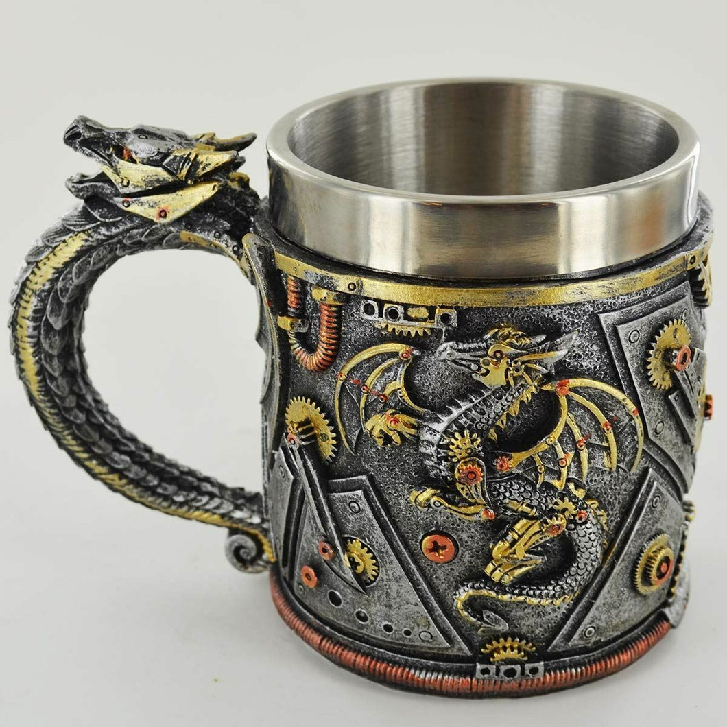 Steampunk Drachen Krug Trinkbecher Fantasy Gothic Ornament Studie Dekoration 