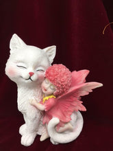 Laden Sie das Bild in den Galerie-Viewer, Adorable Fairy with White Cat Companion Sculpture Figurine Fantasy Fairies-OsirisTradingUK
