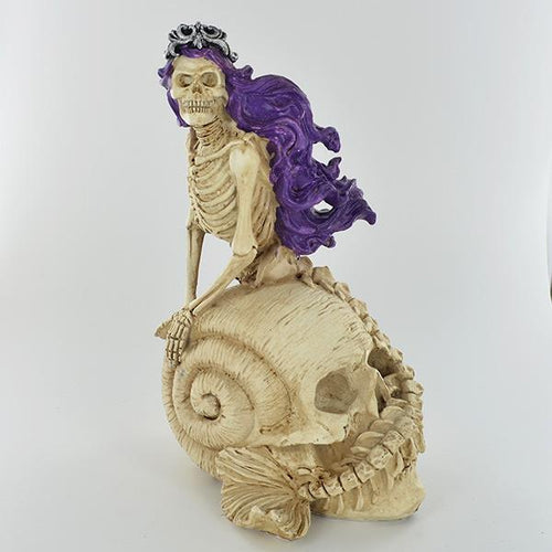 Gothic Mermaid on Skull Skeleton Halloween Decoration Sculpture-OsirisTradingUK